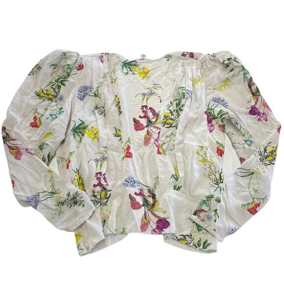 Chelsea and Walker Shirt Womens 8 White Floral White‎ Floral Long Sleeve Top - Picture 3 of 10